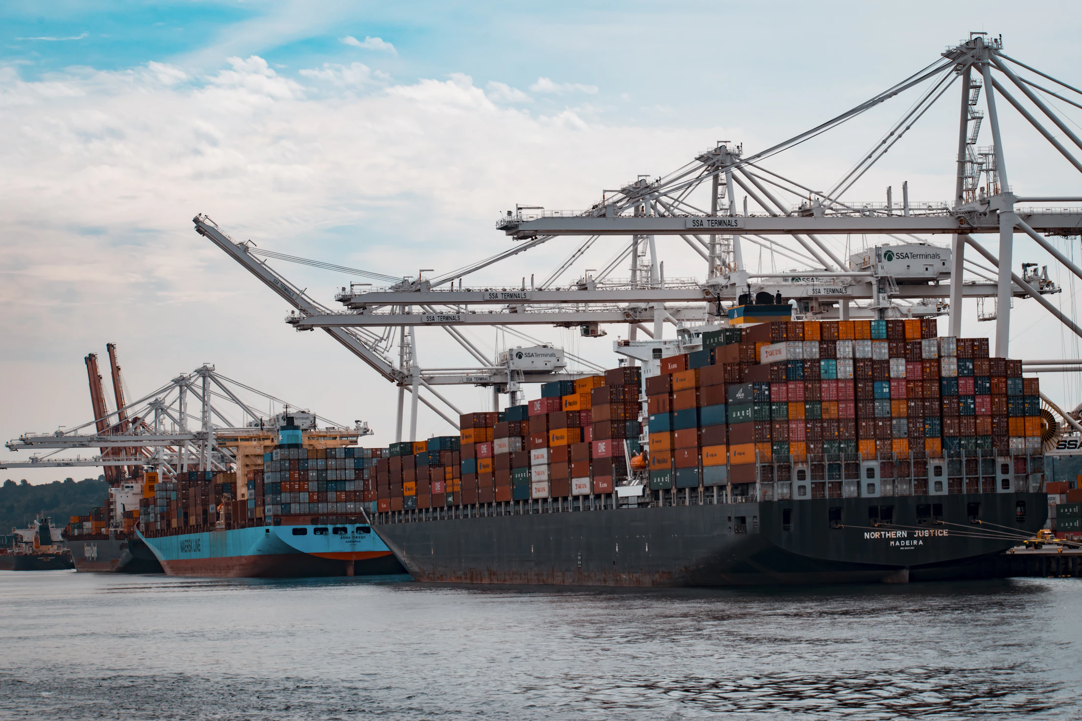 Tàu container đang được khai thác tại cảng biển